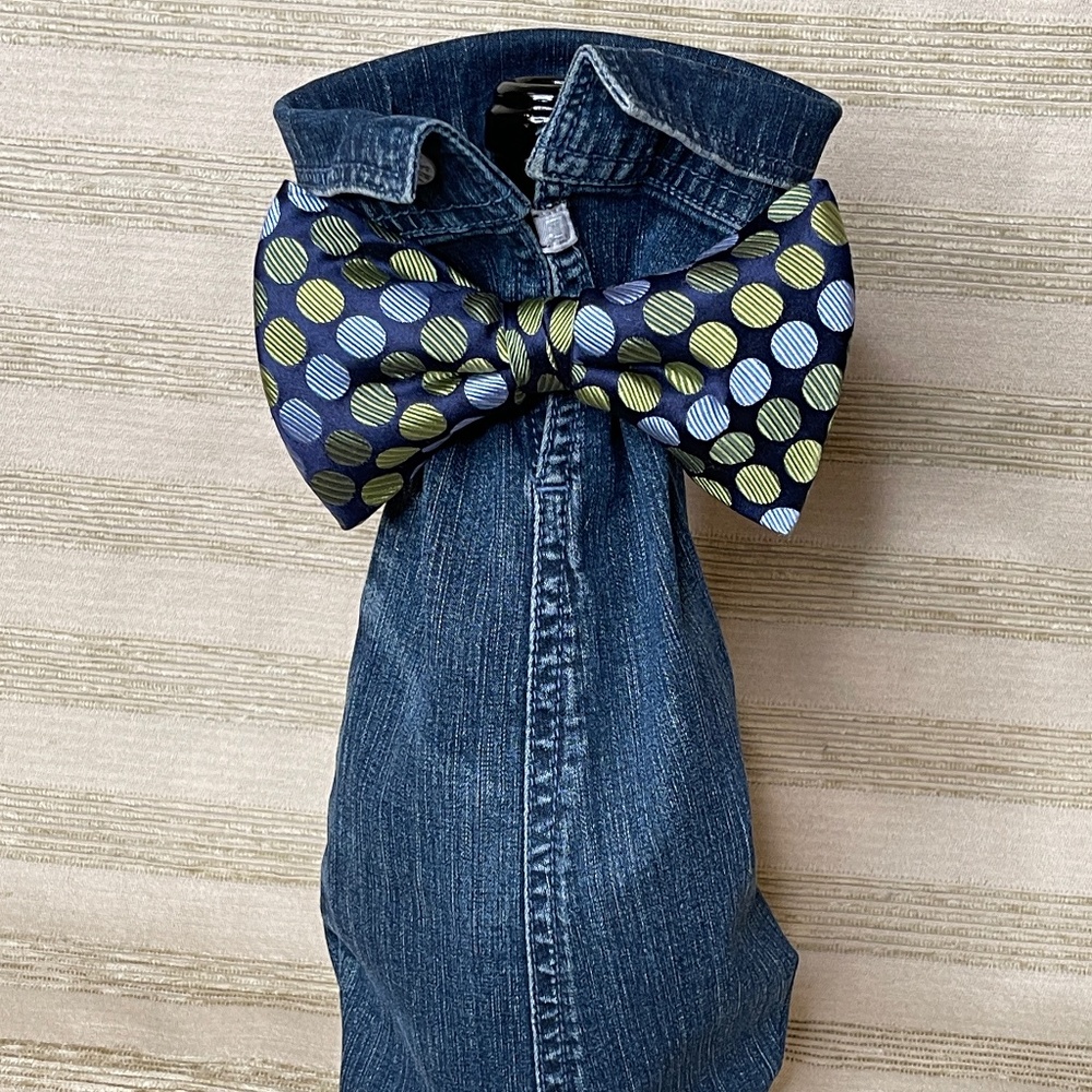 Handcrafted Wine and Liquor Bottle Gift Bag Made From Shirt and Tie